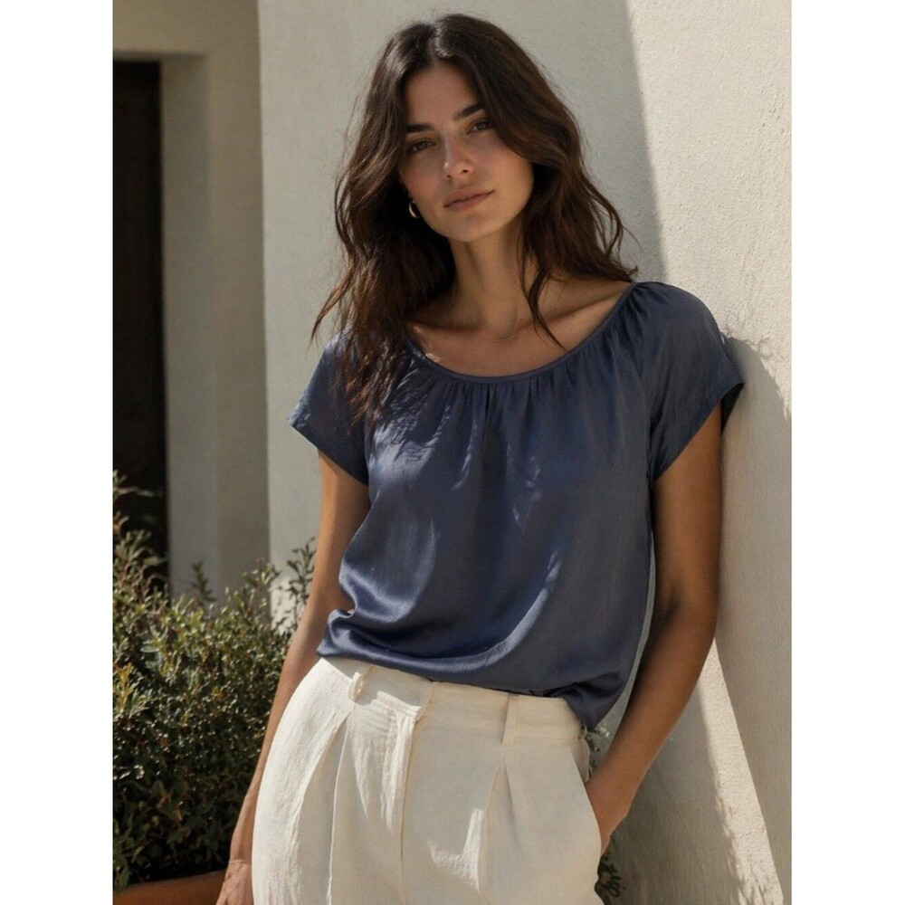 Vintage Steven Alan Silk Top 100% Silk Made in USA Gray Minimalist Women Size P